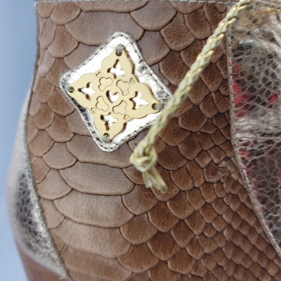 Lace Up Peep Toe Block Heel Leather Sandals Shoes Size 7 - Picture 6 of 13